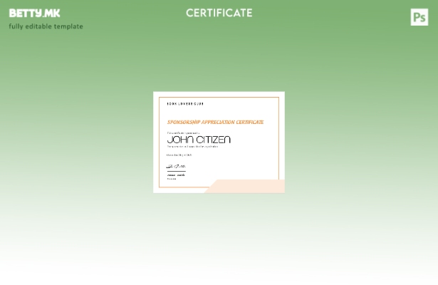 Модерен стил Шаблон за сертификат за благодарност за спонзорство од САД